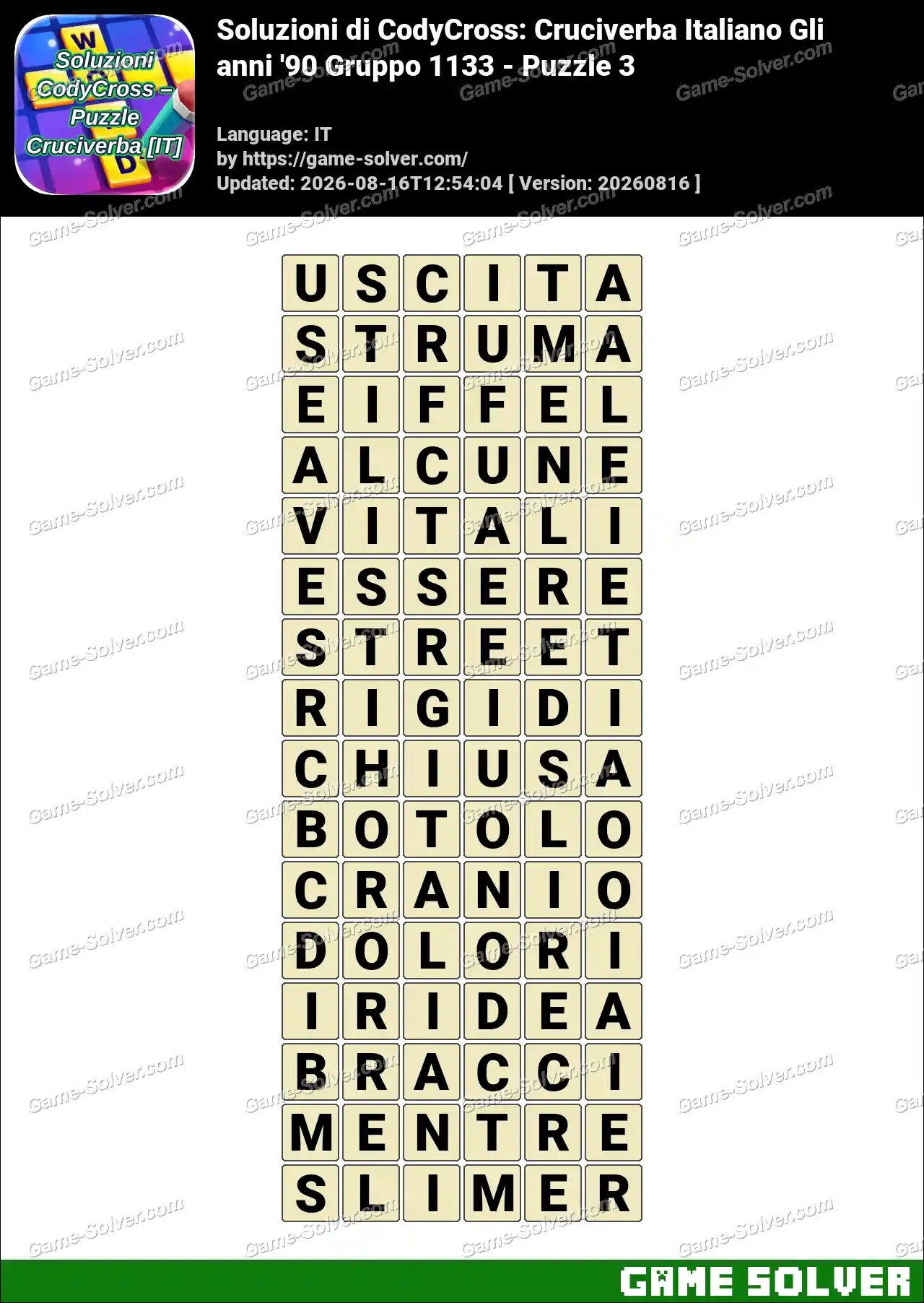 Soluzioni di CodyCross: Cruciverba Italiano Gli anni ’90 Gruppo 1133 – Puzzle 3